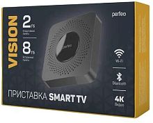 картинка perfeo smart tv box приставка "vision 2/8",allwinner h618,android 12, 2gb/8gb,пульт bluetooth perfeo (pf_a4559) "vision 2/8", черный от магазина Tovar-RF.ru