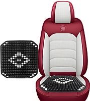 картинка накидка на сидение nova bright (коврик) массажная деревянная, черная с рисунком, противоскользящая основа 48449 от магазина Tovar-RF.ru