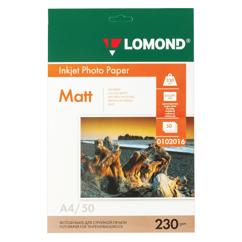 картинка LOMOND 0102016 Матовая бумага 1х А4, 230г/м2, 50л магазин Tovar-RF.ru являющийся официальным дистрибьютором в России картинка LOMOND 0102016 Матовая бумага 1х А4, 230г/м2, 50л от магазина Tovar-RF.ru