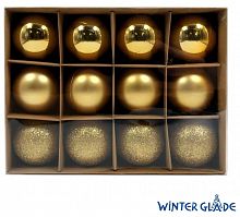 картинка Набор ёлочных шаров WINTER GLADE Набор ёлочных шаров пластик, 6 см, 12 шт, золотой микс, 6012G001 от магазина Tovar-RF.ru