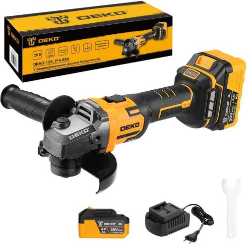 картинка Углошлифовальная машина DEKO DKAG-125, 20В, 2*4.0Ач 083-1064 магазин Tovar-RF.ru являющийся официальным дистрибьютором в России картинка Углошлифовальная машина DEKO DKAG-125, 20В, 2*4.0Ач 083-1064 от магазина Tovar-RF.ru