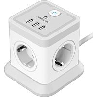 картинка cablexpert сетевой фильтр tower twr-4-u3-w-3 (4р, 10а, 3xusb, 3.1а, 3м, ур.защиты 2+) белый, коробка {22558} от магазина Tovar-RF.ru