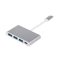 картинка переходник type-c atcom (at2808) переходник type-c 3.1(m) - 3xusb 3.0 (f)+type c(f) 0.10m белый от магазина Tovar-RF.ru