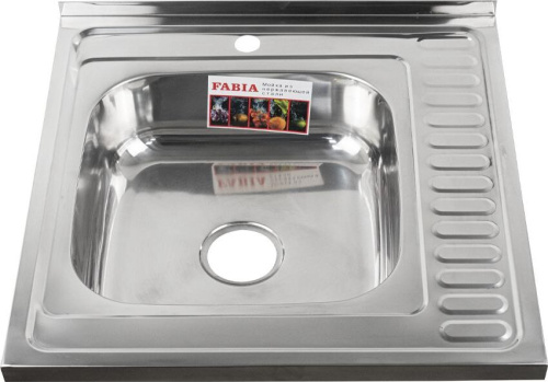 картинка мойка накладная fabia 62273l мойка 60х60 наклад левая 0.6 мм + большой сифон с переливом от магазина Tovar-RF.ru