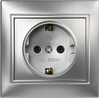 картинка розетка smartbuy (sbe-01s-16-s1-z-c) венера, 1-местная, серебро от магазина Tovar-RF.ru