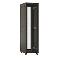 картинка шкаф hyperline ttbr-4762-dd-ral9004 шкаф напольный 19-дюймовый, 47u, 2277x600х1200 мм (вхшхг), передняя и задняя распашные перфорированные двери (75%), ручка с замком, цвет черный (ral 9004)(разобранн от магазина Tovar-RF.ru