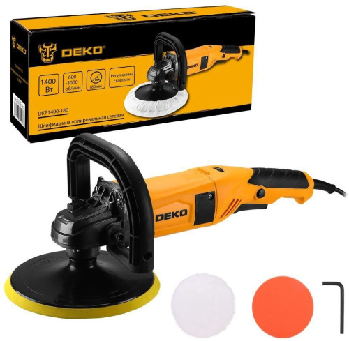 картинка Шлифмашина полировальная сетевая DEKO DKP1400-180, 180мм, 1400 Вт 083-1049 от магазина Tovar-RF.ru