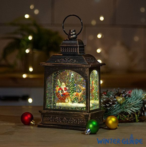 картинка Новогодний фонарь WINTER GLADE Новогодний фонарь Winter Glade Санта-Клаус на санях F428-1 F428-1 от магазина Tovar-RF.ru