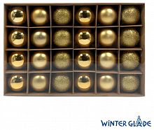 картинка Набор ёлочных шаров WINTER GLADE Набор ёлочных шаров пластик, 6 см, 24 шт, золотой микс, 6024G001 от магазина Tovar-RF.ru