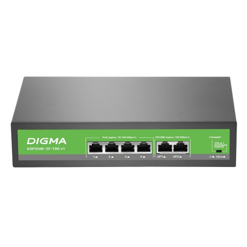 картинка digma dsp204f-2f-t80 коммутатор dsp204f-2f-t80 v1 (l2) 6х100мбит/с 4poe 4poe+ 80w неуправляемый магазин Tovar-RF.ru являющийся официальным дистрибьютором в России картинка digma dsp204f-2f-t80 коммутатор dsp204f-2f-t80 v1 (l2) 6х100мбит/с 4poe 4poe+ 80w неуправляемый от магазина Tovar-RF.ru