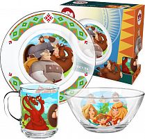 картинка Набор посуды ND PLAY 310853 Набор посуды "Три Богатыря", Дизайн 2 (3 предмета, подарочная упаковка), стекло от магазина Tovar-RF.ru