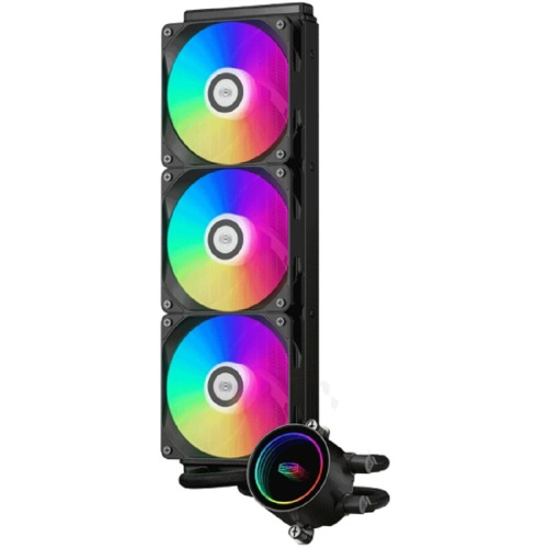 картинка система охлаждения/ pccooler da360 argb bk (280w, 360mm, black, argb/ fans: 3x120mm, 72.1cfm, 33.8dba, 1800rpm/ pump height 55mm, 28dba, 3000rpm, rad thickness 27mm/ s: 1851, 1700, 1200, 20xx, 115x, a магазин Tovar-RF.ru являющийся официальным дистрибьютором в России картинка система охлаждения/ pccooler da360 argb bk (280w, 360mm, black, argb/ fans: 3x120mm, 72.1cfm, 33.8dba, 1800rpm/ pump height 55mm, 28dba, 3000rpm, rad thickness 27mm/ s: 1851, 1700, 1200, 20xx, 115x, a от магазина Tovar-RF.ru