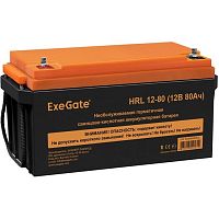 картинка exegate ex285654rus аккумуляторная батарея exegate hrl 12-80 (12v 80ah, под болт м6) от магазина Tovar-RF.ru