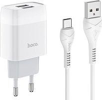 картинка сзу hoco (6931474713070) c73a 2usb 2.4a type-c 1м белый от магазина Tovar-RF.ru