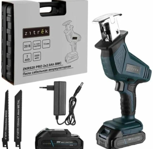 картинка Пила сабельная ZITREK ZKRS20 PRO в кейсе, 20В, 2x2.0Ач 085-1316 ZITREK ZKRS20 PRO в кейсе, 20В, 2x2.0Ач 085-1316 от магазина Tovar-RF.ru