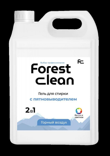 картинка Гель для стирки белья FOREST CLEAN 2в1 Гель для стирки белья с ПЯТНОВЫВОДИТЕЛЕМ "Горный воздух" 5л от магазина Tovar-RF.ru