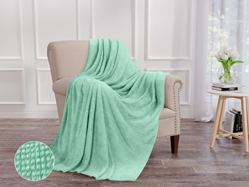 картинка Плед ОРИОН НФ-00003252 Wellsoft luxe/Шахматка, мятный/Евро-мини от магазина Tovar-RF.ru