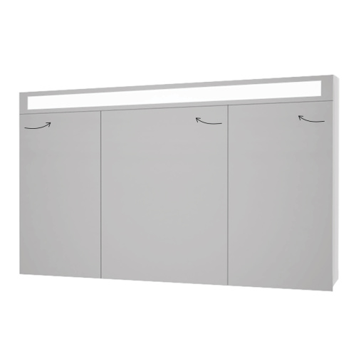 картинка Шкаф зеркальный UNI, 120 см, 3 дверцы, 6 стеклянных полок, с LED-подсветкой и выключателем, белый магазин Tovar-RF.ru являющийся официальным дистрибьютором в России фото 7 картинка Шкаф зеркальный UNI, 120 см, 3 дверцы, 6 стеклянных полок, с LED-подсветкой и выключателем, белый от магазина Tovar-RF.ru фото 7