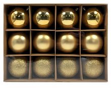 картинка Набор ёлочных шаров WINTER GLADE Набор ёлочных шаров, пластик, 8 см, 12 шт, золотой микс, 8012G001 от магазина Tovar-RF.ru