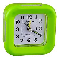 картинка perfeo quartz часы-будильник "pf-tc-003", квадратные 9,5*9,5 см, подсветка, зелёные от магазина Tovar-RF.ru