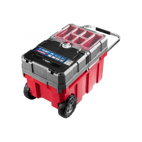 картинка ЗУБР Ящик-тележка для инструмента "МЕГА БОКС", пластиковый, 24", Профессионал [38133-24] от магазина Tovar-RF.ru