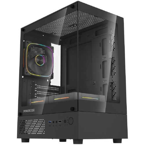 картинка Powercase Корпус Vision Micro M1 ARGB, Tempered Glass, 3x 120mm ARGB fans, чёрный, mATX  (CVMM1B-A3) от магазина Tovar-RF.ru