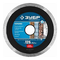 картинка ЗУБР  Керамо-22, d 125 мм, (22.2 мм, 7 х 2.0 мм), сплошной алмазный диск, Профессионал (36654-125) от магазина Tovar-RF.ru