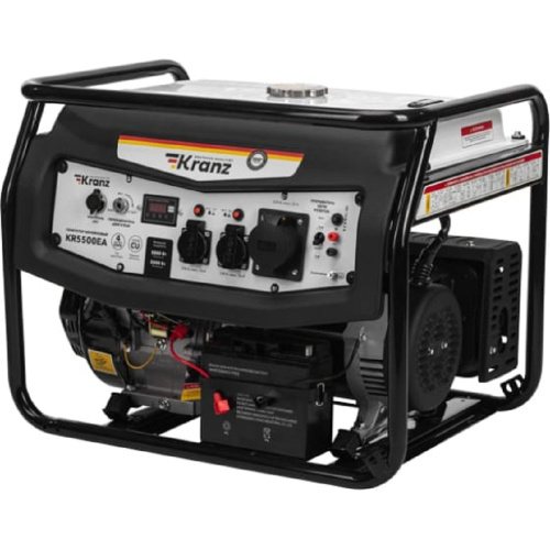 картинка Kranz KR-16-1135 Генератор бензиновый KR5500EA, 5,5кВт, 230В, 25л, коннектор автоматики, электростартер от магазина Tovar-RF.ru
