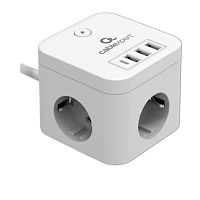 картинка cablexpert сетевой фильтр cube cube-3-cu3-w-1.5 (3р, 10а, 1xtype-c pd, 3xusb, 1.5м, ур.защиты 4+) белый, коробка от магазина Tovar-RF.ru