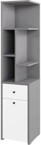 картинка Модульная мебель МЕБЕЛЬ-КОМПЛЕКС ЛАЙТ Стеллаж угловой с дверкой и ящиком Серый шифер / Белый/МК (1 кор.) МЕБЕЛЬ-КОМПЛЕКС ЛАЙТ Стеллаж угловой с дверкой и ящиком Серый шифер/Белый/МК (1 кор.) от магазина Tovar-RF.ru