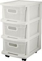 картинка Комод KEEPLEX KL379522048 Ajur с корзинами на колесиках трехсекционный компакт 37х30х52см белое облако от магазина Tovar-RF.ru