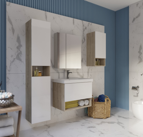 картинка Полупенал PERFECTO, 35 см, подвесной, универсальный, 1 дверца, 1 стеклянная полка, дуб эврика/белый глянец магазин Tovar-RF.ru являющийся официальным дистрибьютором в России фото 5 картинка Полупенал PERFECTO, 35 см, подвесной, универсальный, 1 дверца, 1 стеклянная полка, дуб эврика/белый глянец от магазина Tovar-RF.ru фото 5