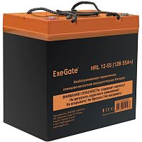картинка exegate ex285652rus аккумуляторная батарея exegate hrl 12-55 (12v 55ah, под болт м6) от магазина Tovar-RF.ru