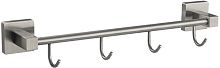 картинка GFMARK 87205 Вешалка с четырьмя крючками прямая, из нержавеющей стали, с квадратным основанием, цвет САТИН от магазина Tovar-RF.ru