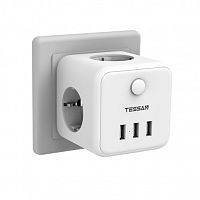 картинка tessan ts-301-de white сетевой фильтр с 3 розетками 220в и 3 usb портами и кнопкой питания {80001834} от магазина Tovar-RF.ru