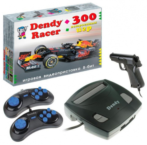 картинка игровая консоль dendy racer 300 игр + световой пистолет от магазина Tovar-RF.ru