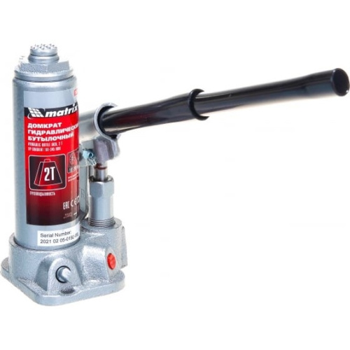 картинка matrix домкрат гидравлический бутылочный, 2 т, h подъема 181–345 мм, в пласт. кейсе [50750] от магазина Tovar-RF.ru