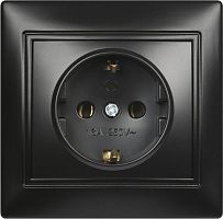 картинка розетка smartbuy (sbe-01b-16-s1-z-c) венера, 1-местная, черный от магазина Tovar-RF.ru