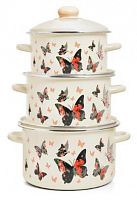 картинка Набор посуды ЭСТЕТ Набор посуды ЭТ-75160 "Бабочки" цилиндрический 2.0+3.0+4.0л 6 пр от магазина Tovar-RF.ru