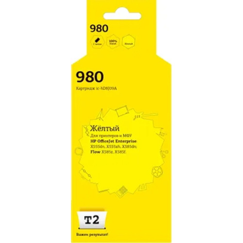 картинка                 ic-hd8j09a картридж t2 №980 для hp officejet enterprise x555dn/x555xh/x585dn/flow x585z/x585f (6600 стр.), желтый, с чипом от магазина Tovar-RF.ru