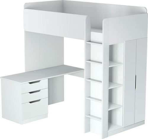 картинка кровать-чердак polini кровать-чердак polini kids simple с письменным столом и шкафом, белый (8кор) polini кровать-чердак polini kids simple с письменным столом и шкафом, белый (8кор) от магазина Tovar-RF.ru