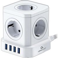 картинка cablexpert сетевой фильтр tower twr-5-u4-w-3 (tower 5р, 10а, 4 х usb, 3.1а, 3м, ур.защиты 4+) белый, коробка {22554} от магазина Tovar-RF.ru
