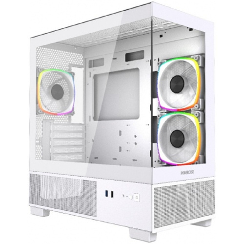 картинка Powercase Корпус Vision Micro M1 ARGB, Tempered Glass, 3x 120mm ARGB fans, белый, mATX  (CVMM1W-A3) от магазина Tovar-RF.ru