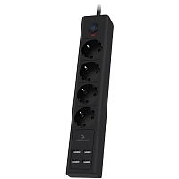 картинка cablexpert сетевой фильтр exnovo exn-4-u4-b-2 (4р, 16а, 4 х usb, 3.4a, 2м, ур.защиты 4+) черный, коробка {22560} от магазина Tovar-RF.ru