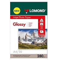 картинка Фотобумага Lomond A4, для струйной печати, 50л, 280г/м2, белый, покрытие глянцевое [0102096] от магазина Tovar-RF.ru