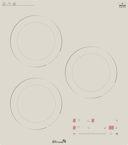 картинка варочная панель eltronic (88-34) 3 конфорки индукционная бежевый eltronic (88-34) 3 конфорки индукционная бежевый от магазина Tovar-RF.ru