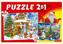 картинка мозаика рыжий кот пазлы 2 в 1. 60 и 104 элемента. снежные забавы п60-104-7194 пп-00191127 от магазина Tovar-RF.ru