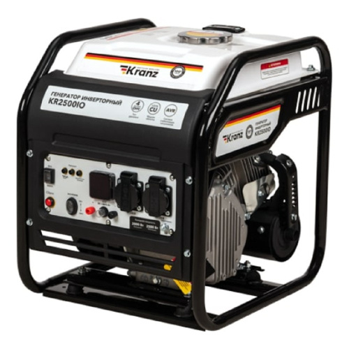 картинка Kranz KR-16-1142 Генератор инверторный KR2500IO, 2,5кВт, 230В, 7л, открытый корпус, ручной старт от магазина Tovar-RF.ru