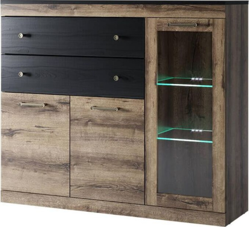 картинка Модульная мебель АНРЭКС JAGGER Тумба 1V2D2S цвет Дуб монастырский /Черный (4 уп.) АНРЭКС JAGGER Тумба 1V2D2S цвет Дуб монастырский /Черный (4 уп.) от магазина Tovar-RF.ru