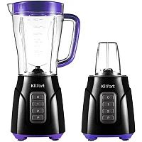 картинка блендер, kitfort, кт-3032-1, фиолетовый, 3 в 1, стационарный, мощность 500 вт, 2 скорости, максимальная скорость вращения ножей 18500 об/мин, черный, фиолетовый от магазина Tovar-RF.ru